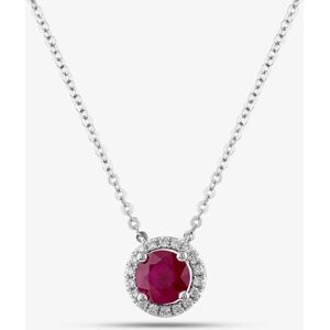 Gold Impression 18ct White Gold Brilliant Cut Ruby & Diamond Halo Necklace P39072GW18RB Gold Impression 18ct White Gold Brilliant Cut Ruby & Diamond Halo Necklace P39072GW18RB