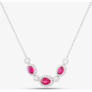 Gold Impression 18ct White Gold 1.67ct Oval Cut Ruby & 0.68ct Brilliant Cut Diamond Halo Necklace N02990R 18KW Gold Impression 18ct White Gold 1.67ct Oval Cut Ruby & 0.68ct Brilliant Cut Diamond Halo Necklace N02990R 18KW