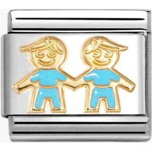 Nomination CLASSIC Gold & Blue Two Boys Brothers Charm 030272/90 Nomination CLASSIC Gold & Blue Two Boys Brothers Charm 030272/90