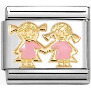 Nomination CLASSIC Gold & Pink Two Girl Sister Charm 030272/91 Nomination CLASSIC Gold & Pink Two Girl Sister Charm 030272/91