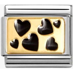 Nomination CLASSIC Gold & Black Hearts Charm 030284/68 Nomination CLASSIC Gold & Black Hearts Charm 030284/68