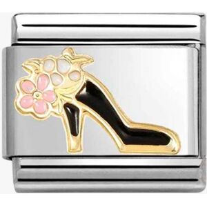 Nomination CLASSIC Stainless Steel 18ct Yellow Gold High Heel Shoe Flower Charm 030272/95 Nomination CLASSIC Stainless Steel 18ct Yellow Gold High Heel Shoe Flower Charm 030272/95