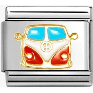 Nomination CLASSIC Stainless Steel 18ct Yellow Gold Camper Van Charm 030285/67 Nomination CLASSIC Stainless Steel 18ct Yellow Gold Camper Van Charm 030285/67