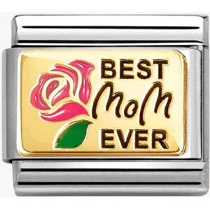 Nomination CLASSIC Stainless Steel 18ct Yellow Gold Best Mom Ever Charm 030289/15 Nomination CLASSIC Stainless Steel 18ct Yellow Gold Best Mom Ever Charm 030289/15