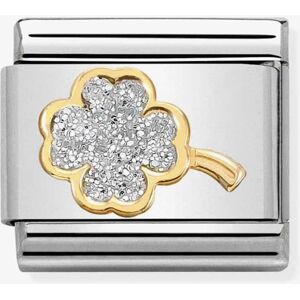 Nomination CLASSIC Gold Glitter 4-Leaf Clover Charm 030220/03 * Nomination CLASSIC Gold Glitter 4-Leaf Clover Charm 030220/03 *