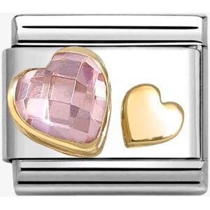 Nomination CLASSIC Yellow Gold Pink Cubic Zirconia Double Heart Charm 030613/06 Nomination CLASSIC Yellow Gold Pink Cubic Zirconia Double Heart Charm 030613/06