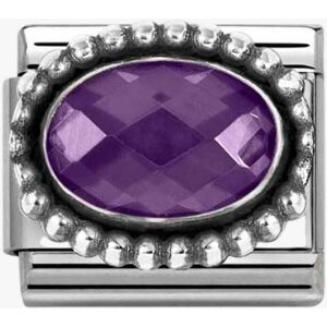 Nomination Stainless Steel & Silver Purple Cubic Zirconia Oval Beaded Charm 330607/001 Nomination Stainless Steel & Silver Purple Cubic Zirconia Oval Beaded Charm 330607/001