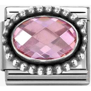 Nomination Stainless Steel & Silver Pink Cubic Zirconia Oval Beaded Charm 330607/003 Nomination Stainless Steel & Silver Pink Cubic Zirconia Oval Beaded Charm 330607/003