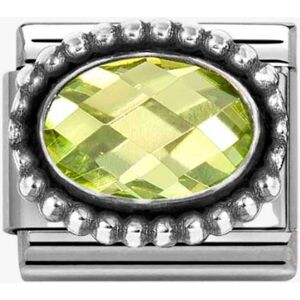 Nomination Stainless Steel & Silver Green Cubic Zirconia Oval Beaded Charm 330607/004 Nomination Stainless Steel & Silver Green Cubic Zirconia Oval Beaded Charm 330607/004