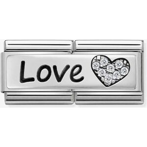 Nomination CLASSIC Silvershine Double Link Love Heart Charm 330731/05 Nomination CLASSIC Silvershine Double Link Love Heart Charm 330731/05