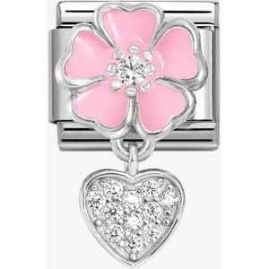 Nomination CLASSIC Pink Flower Heart Dropper Charm 331814/01 Nomination CLASSIC Pink Flower Heart Dropper Charm 331814/01