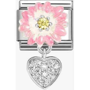 Nomination CLASSIC Silvershine Two Colour Pink Flower Heart Dropper Charm 331814/07 Nomination CLASSIC Silvershine Two Colour Pink Flower Heart Dropper Charm 331814/07