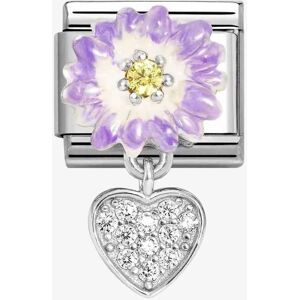 Nomination CLASSIC Silvershine Purple Flower Heart Dropper Charm 331814/10 Nomination CLASSIC Silvershine Purple Flower Heart Dropper Charm 331814/10