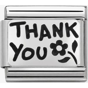 Nomination CLASSIC Silvershine Plates Oxidised Thank You Charm 330102/42 Nomination CLASSIC Silvershine Plates Oxidised Thank You Charm 330102/42