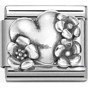 Nomination CLASSIC Silvershine Oxidised Heart And Flowers Charm 330101/74 Nomination CLASSIC Silvershine Oxidised Heart And Flowers Charm 330101/74