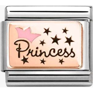 Nomination Stainless Steel 9ct Yellow Gold Pink Princess Crown Charm 430204/02 Nomination Stainless Steel 9ct Yellow Gold Pink Princess Crown Charm 430204/02