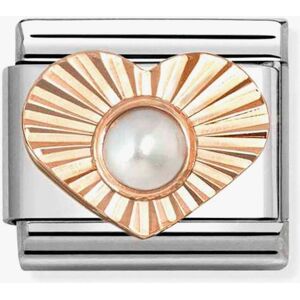 Nomination Classic Rose Gold Heart White Pearl Charm 430516/13 Nomination Classic Rose Gold Heart White Pearl Charm 430516/13