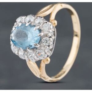 Pre-Owned 9ct Yellow Gold Blue Topaz & Cubic Zirconia Cluster Ring 41102404 Pre-Owned 9ct Yellow Gold Blue Topaz & Cubic Zirconia Cluster Ring 41102404