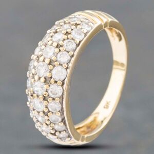 Pre-Owned 9ct Yellow Gold Cubic Zirconia Pave Set Three Row Ring 41102548 Pre-Owned 9ct Yellow Gold Cubic Zirconia Pave Set Three Row Ring 41102548