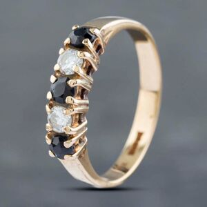 Pre-Owned 9ct Yellow Gold Cubic Zirconia & Sapphire Five Stone Ring 41102648 Pre-Owned 9ct Yellow Gold Cubic Zirconia & Sapphire Five Stone Ring 41102648