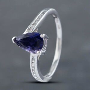 Pre-Owned 9ct White Gold Glass & Cubic Zirconia Shoulders Teardrop Dress Ring 41102673 Pre-Owned 9ct White Gold Glass & Cubic Zirconia Shoulders Teardrop Dress Ring 41102673