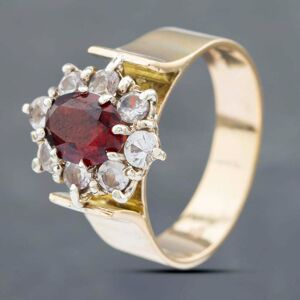 Pre-Owned 9ct Yellow Gold Garnet & Cubic Zirconia Oval Cluster Ring 41102703 Pre-Owned 9ct Yellow Gold Garnet & Cubic Zirconia Oval Cluster Ring 41102703