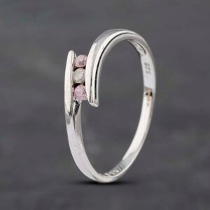 Pre-Owned 9ct White Gold Cubic Zirconia Tension Set Crossover Three Stone Ring 41103039 Pre-Owned 9ct White Gold Cubic Zirconia Tension Set Crossover Three Stone Ring 41103039
