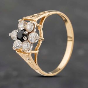 Pre-Owned 9ct Yellow Gold Sapphire & Cubic Zirconia Cluster Ring 41103160 Pre-Owned 9ct Yellow Gold Sapphire & Cubic Zirconia Cluster Ring 41103160