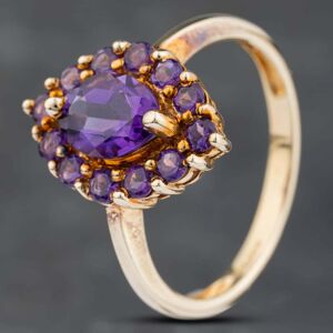 Pre-Owned 9ct Yellow Gold Amethyst Marquise Shape Cluster Ring 41103174 Pre-Owned 9ct Yellow Gold Amethyst Marquise Shape Cluster Ring 41103174