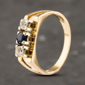 Pre-Owned 9ct Yellow Gold Sapphire & Cubic Zirconia Three Stone Ring 41103193 Pre-Owned 9ct Yellow Gold Sapphire & Cubic Zirconia Three Stone Ring 41103193