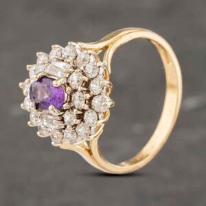 Pre-Owned 9ct Yellow Gold Amethyst & Cubic Zirconia Tier Cluster Ring 41103195 Pre-Owned 9ct Yellow Gold Amethyst & Cubic Zirconia Tier Cluster Ring 41103195