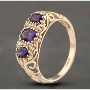 Pre-Owned 9ct Yellow Gold Amethyst & Cubic Zirconia Seven Stone Ring 41103289 Pre-Owned 9ct Yellow Gold Amethyst & Cubic Zirconia Seven Stone Ring 41103289