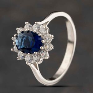 Pre-Owned 9ct White Gold Cubic Zirconia & Blue Glass Cluster Ring 41103349 Pre-Owned 9ct White Gold Cubic Zirconia & Blue Glass Cluster Ring 41103349