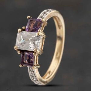 Pre-Owned 9ct Yellow Gold Amethyst & Cubic Zirconia Dress Ring 41103363 Pre-Owned 9ct Yellow Gold Amethyst & Cubic Zirconia Dress Ring 41103363
