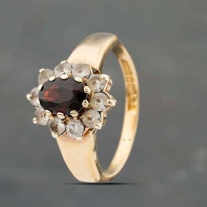 Pre-Owned 9ct Yellow Gold Garnet & Cubic Zirconia Cluster Ring 41103414 Pre-Owned 9ct Yellow Gold Garnet & Cubic Zirconia Cluster Ring 41103414