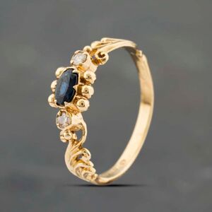 Pre-Owned 9ct Yellow Gold Sapphire & Cubic Zirconia Three Stone Dress Ring 41103421 Pre-Owned 9ct Yellow Gold Sapphire & Cubic Zirconia Three Stone Dress Ring 41103421