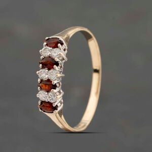 Pre-Owned 9ct Yellow Gold Garnet & Cubic Zirconia Half Eternity Ring 41103435 Pre-Owned 9ct Yellow Gold Garnet & Cubic Zirconia Half Eternity Ring 41103435