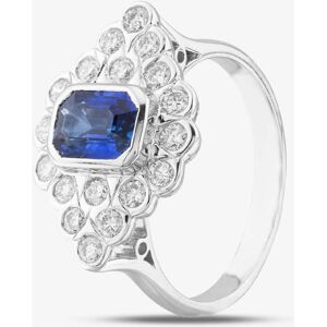 Pre-Owned 18ct White Gold 1.11ct Emerald Cut Sapphire & 0.61ct Brilliant Cut Diamond Cluster Ring 41121003 Pre-Owned 18ct White Gold 1.11ct Emerald Cut Sapphire & 0.61ct Brilliant Cut Diamond Cluster Ring 41121003