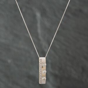Pre-Owned 9ct White Gold Brilliant Cut Diamond Oblong Bar Pendant & 18 Inch Curb Chain 41141186 Pre-Owned 9ct White Gold Brilliant Cut Diamond Oblong Bar Pendant & 18 Inch Curb Chain 41141186