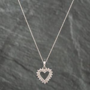 Pre-Owned 9ct White Gold Diamond Heart Pendant & 18 Inch Prince Of Wales Chain 41141278 Pre-Owned 9ct White Gold Diamond Heart Pendant & 18 Inch Prince Of Wales Chain 41141278
