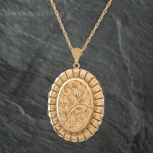 Pre-Owned Vintage 9ct Yellow Gold Large Oval Foliate Locket Pendant & 22 Inch Prince Of Wales Chain 41141298 Pre-Owned Vintage 9ct Yellow Gold Large Oval Foliate Locket Pendant & 22 Inch Prince Of Wales Chain 41141298