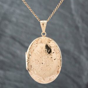 Pre-Owned Vintage 9ct Yellow Gold Large Oval Hand Engraved Locket Pendant & 20 Inch Curb Chain 41141808 Pre-Owned Vintage 9ct Yellow Gold Large Oval Hand Engraved Locket Pendant & 20 Inch Curb Chain 41141808