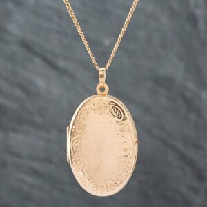 Pre-Owned 9ct Yellow Gold Oval Flowers Engraved Locket Pendant & 18 Inch Curb Chain 41141811 Pre-Owned 9ct Yellow Gold Oval Flowers Engraved Locket Pendant & 18 Inch Curb Chain 41141811