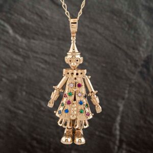 Pre-Owned 9ct Yellow Gold Multi Stone Large Clown Pendant & 26 Inch Curb Chain 41142255 Pre-Owned 9ct Yellow Gold Multi Stone Large Clown Pendant & 26 Inch Curb Chain 41142255
