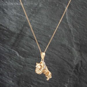 Pre-Owned 9ct Yellow Gold Cubic Zirconia Bulldog Pendant & 23 Inch Curb Chain 41142268 Pre-Owned 9ct Yellow Gold Cubic Zirconia Bulldog Pendant & 23 Inch Curb Chain 41142268