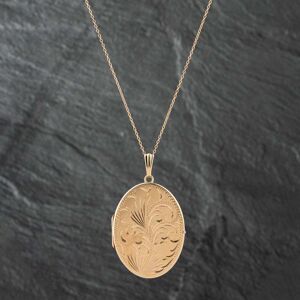 Pre-Owned 9ct Yellow Gold Hand Engraved Large Oval Locket Pendant & 19 Inch Trace Chain 41142271 Pre-Owned 9ct Yellow Gold Hand Engraved Large Oval Locket Pendant & 19 Inch Trace Chain 41142271
