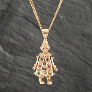 Pre-Owned 9ct Yellow Gold Multi Stone Clown Pendant & 16 Inch Curb Chain 41142300 Pre-Owned 9ct Yellow Gold Multi Stone Clown Pendant & 16 Inch Curb Chain 41142300