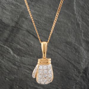 Pre-Owned 9ct Yellow Gold Cubic Zirconia Large Boxing Glove Pendant & 20 Inch Curb Chain 41142306 Pre-Owned 9ct Yellow Gold Cubic Zirconia Large Boxing Glove Pendant & 20 Inch Curb Chain 41142306
