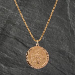 Pre-Owned 9ct Yellow Gold Round St Christopher Pendant & 16 Inch Box Chain 41142311 Pre-Owned 9ct Yellow Gold Round St Christopher Pendant & 16 Inch Box Chain 41142311