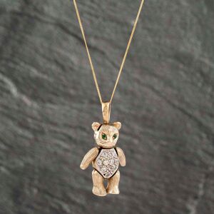 Pre-Owned 9ct Yellow Gold Cubic Zirconia Teddy Pendant & 18 Inch Curb Chain 41142362 Pre-Owned 9ct Yellow Gold Cubic Zirconia Teddy Pendant & 18 Inch Curb Chain 41142362